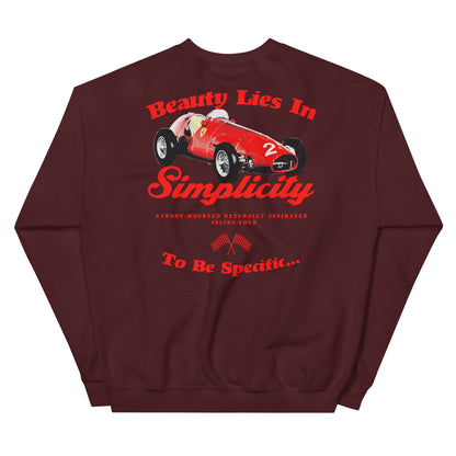Beauty Lies In Simplicity Ferrari 500 Sweatshirt